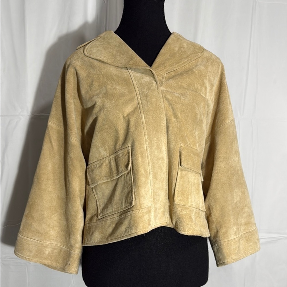 SPIEGEL WOMEN'S TAN LEATHER SUEDE JACKET SIZE 10 - Picture 2 of 13